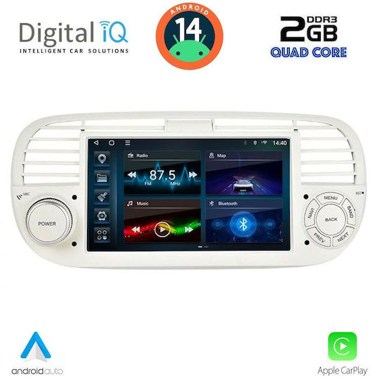 Digital IQ Ηχοσύστημα Αυτοκινήτου για Fiat 500 2007-2015 (Bluetooth/USB/AUX/WiFi/GPS/Apple-Carplay/Android-Auto) με Οθόνη Αφής 7"