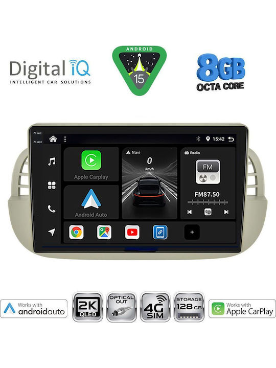 Digital IQ Car Audio System for Fiat 500 2007-2015 (Bluetooth/USB/AUX/WiFi/GPS/Apple-Carplay/Android-Auto) with Touch Screen 9"