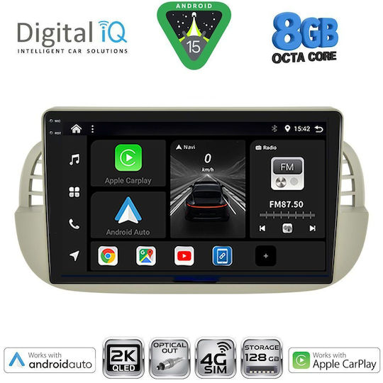 Digital IQ Ηχοσύστημα Αυτοκινήτου για Fiat 500 2007-2015 (Bluetooth/USB/AUX/WiFi/GPS/Apple-Carplay/Android-Auto) με Οθόνη Αφής 9"