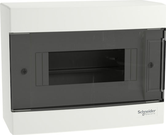 1x8 Surface Mounted Electrical Panel IP40 Easy9 EZ9EU-1-8-NT-T Door Transparent NEEZ9EUC108