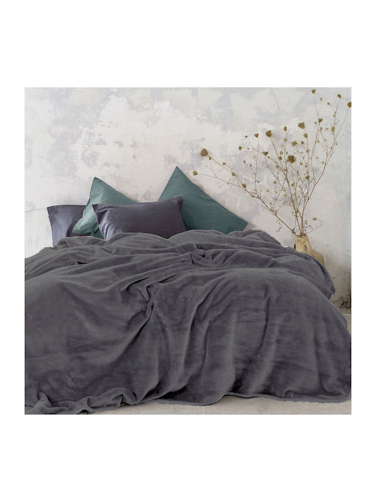 Nima Velvet Blanket Double 240x260cm Dark Gray