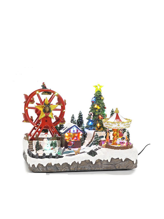 ArteLibre Christmas Illuminated Decorative Carousel with Music and Movement 32x28x20cm.