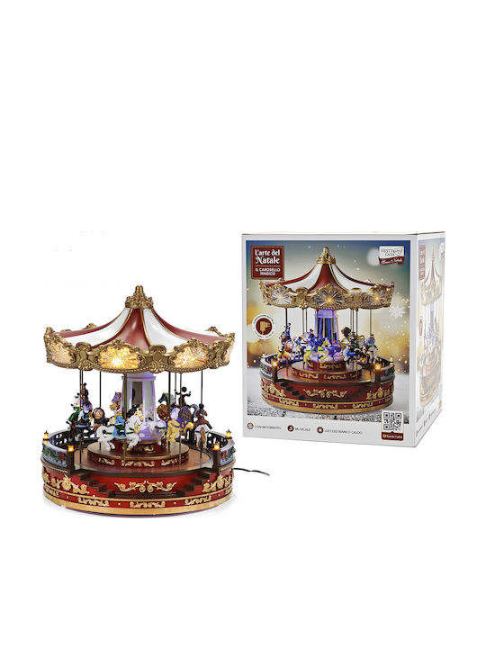 ArteLibre Christmas Illuminated Decorative Carousel with Music and Movement 30x30cm.
