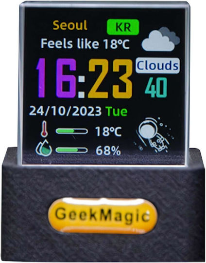 Geekmagic Crystal Cube Photo Display Holographic Desktop Smart Weather Station Digital Clock Gif Animations Album
