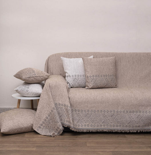 Viopros Dreisitzer-Sofa Wurf Chenille 180x280cm Leinen