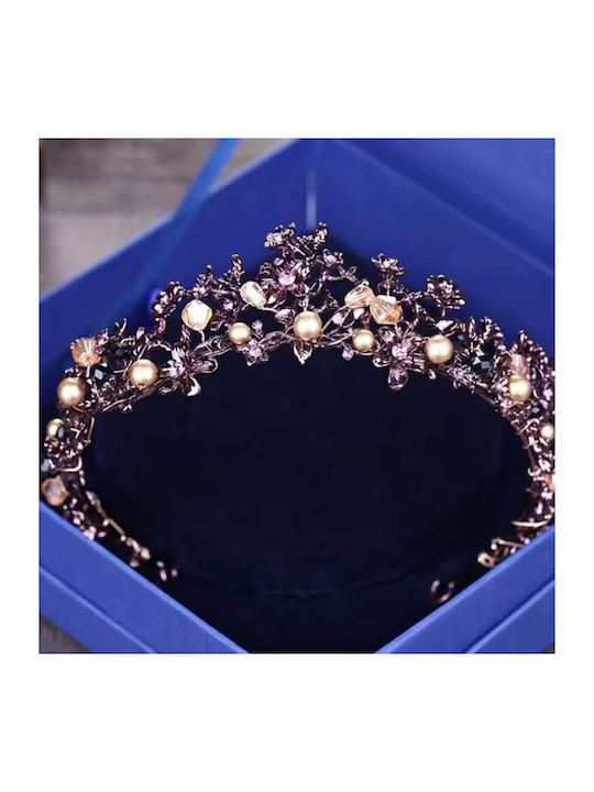 Tiara de Mireasă Stil Baroc Vintage Maro Fendi
