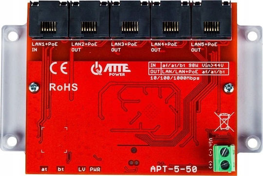 Диспечер Atte Switch Poe Удължител Apt-5-50 5-портов Atte