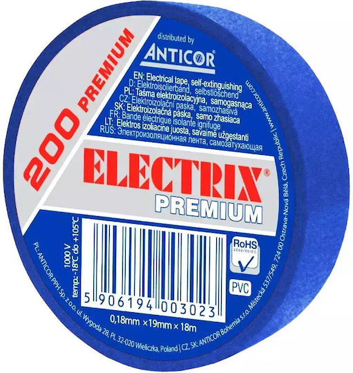 Anticor Μονωτική Ταινία 19mm x 18m Μπλε