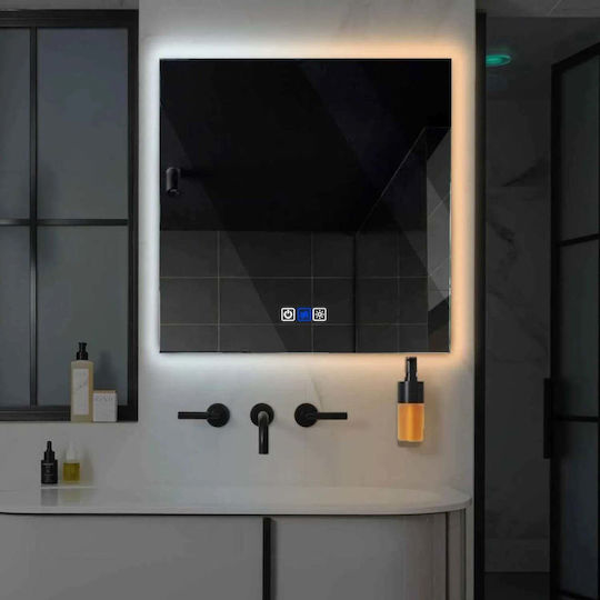 Reyze Ambient Quadratischer LED Berührung Badezimmerspiegel 50x50cm