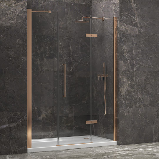 Karag Tinos 600 Duschwand für Dusche mit Schieben Tür 140x200cm Klarglas Roségold Karag Tinos 600 Duschwand für Dusche mit Schieben Tür 140x200cm Klarglas Roségold