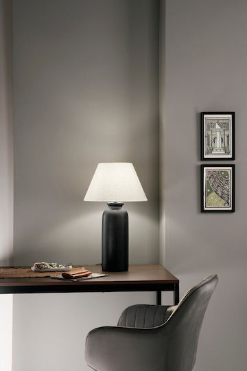 Fan Europe Madiba Ceramic Table Lamp with White Shade and Brown Base