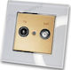 TV Sat Terminal Socket Gold Frame White Glass H...