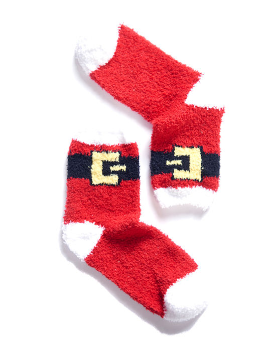 Women's Christmas Fleece Socks Pattern Stripe Red