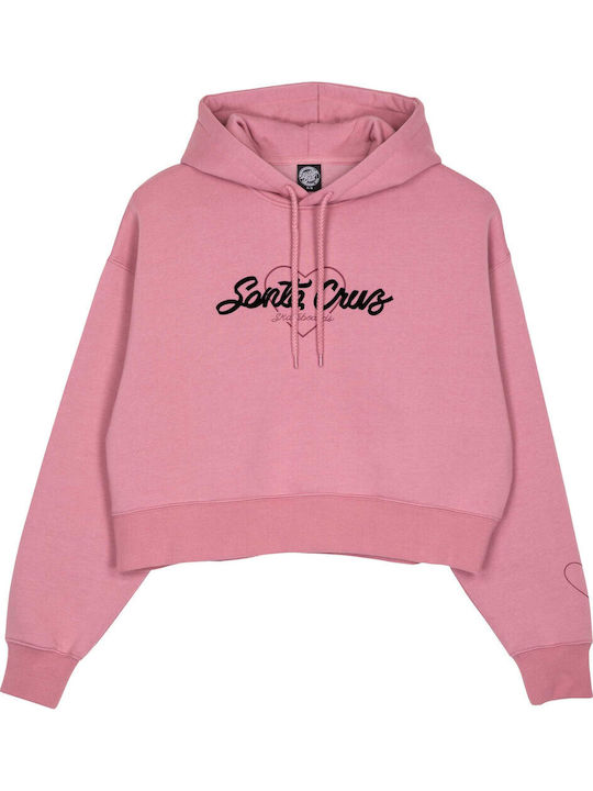 Cropped Women's Sweatshirt Hooded Pink