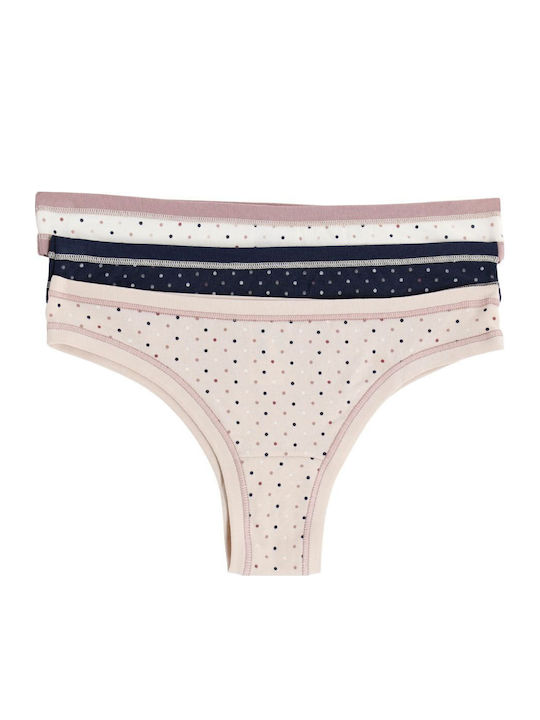 Cotonella Дамско Бразилско 3Pack Blue-beige-white