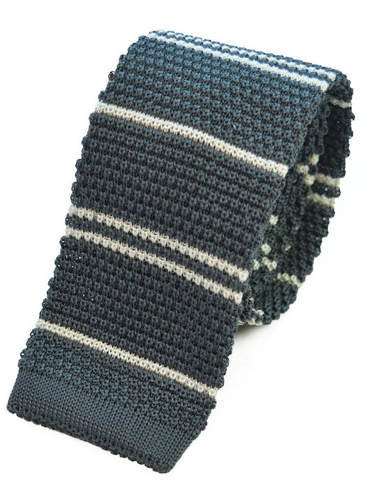 Lines Men's Tie Silk Knitted Printed in Gray Color