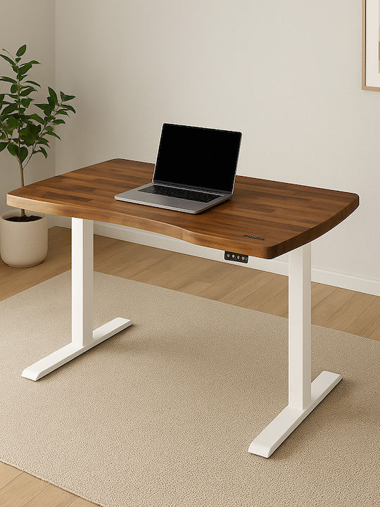 Elektrisch Schreibtisch aus Massivholz Iroko, W...