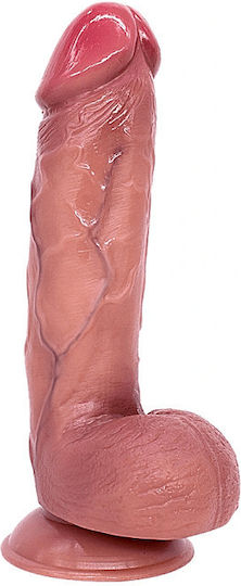 Neon Ρεαλιστικό Dildo με Όρχεις και Βεντούζα Καφέ 22.4cm SMD-080-NNXL-22CM