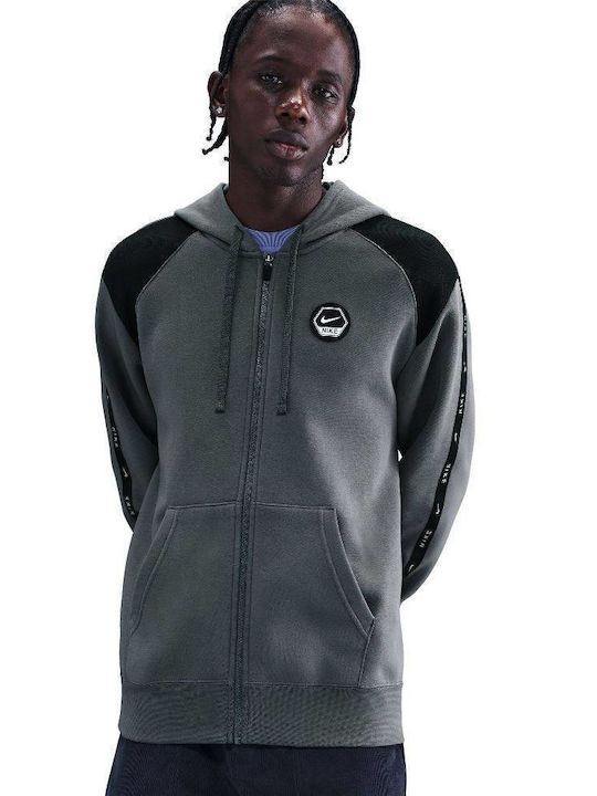 Nike Hoodie Ζακέτα με Κουκούλα Iron Grey / Black