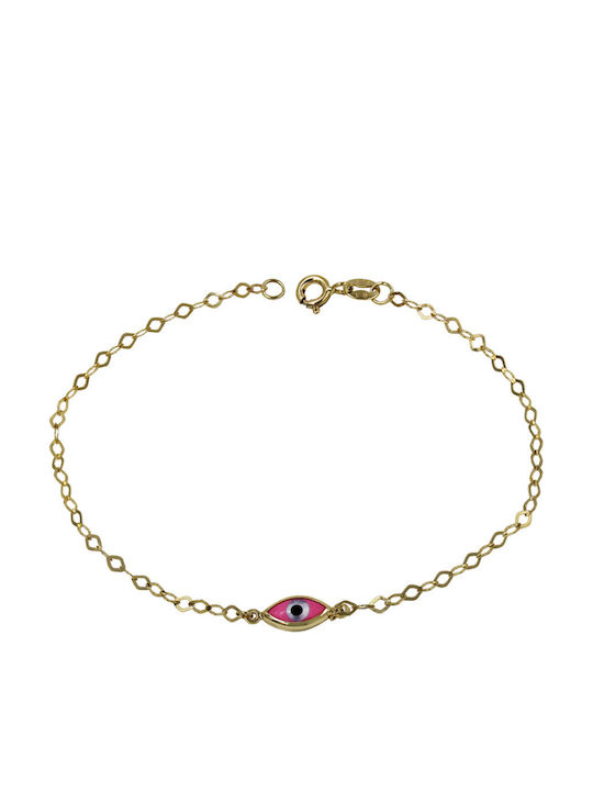 Roloi Kaliamanis Kids Bracelet Chain from Gold 9K with Evil Eye
