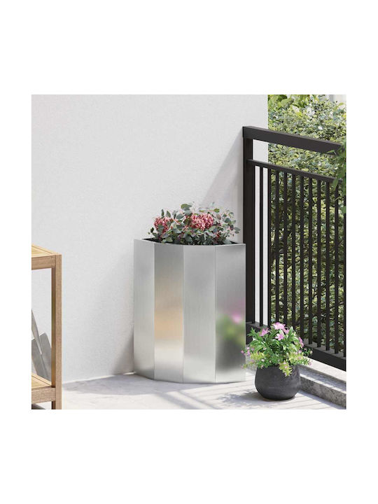 vidaXL Саксия Метал Silver 30x30x50см.