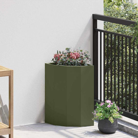 vidaXL Γλάστρα Μεταλλική Λαδί, Πράσινο 30x30x50εκ.