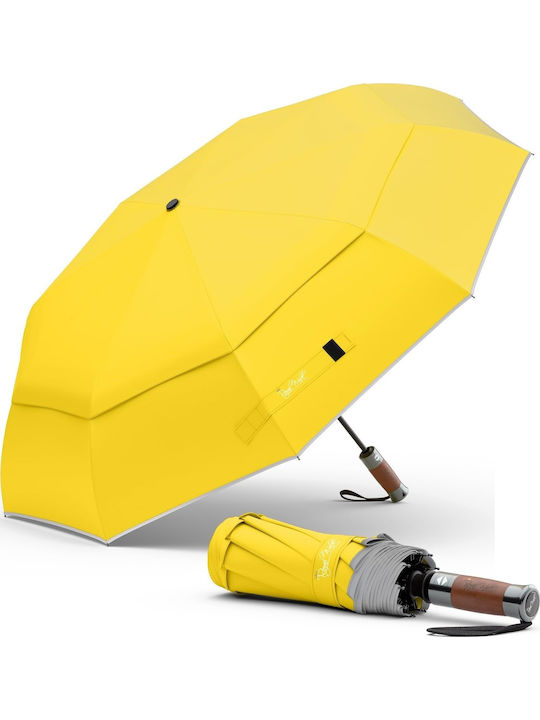 Royal Walk Rezistent la vânt Automat Umbrelă de ploaie Compact Galbenă