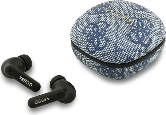 Guess 4G Classic Metal Logo In-ear Bluetooth Handsfree Ακουστικά με Αντοχή στον Ιδρώτα και Θήκη Φόρτισης Καφέ