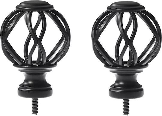Amazon Basics Curtain wood end made of Metal Black 2pcs