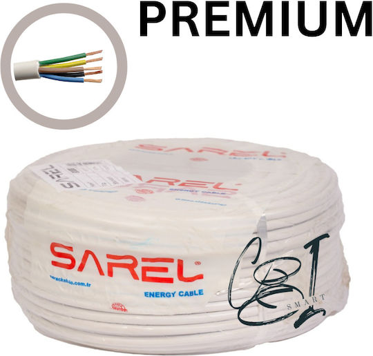 Cablu Electric Premium 5x2.5 Mm² 100 M Alb Myym H05vv-f Tensiune 300/500v Cobi Smart