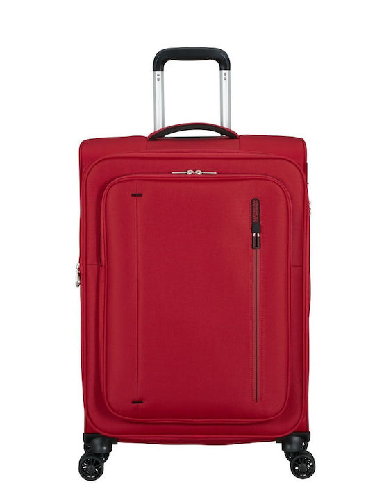 American Tourister Spinner Среден Куфар За Пътуване Червен С 4 Колела