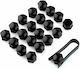 Decorative Bolt Caps For Wheels 19mm 20 Pieces Glossy Black