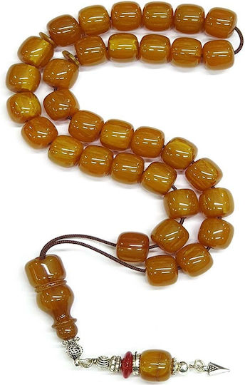 Roloi Komboloi Mastic Worry Beads with 33 Beads Honey 32cm
