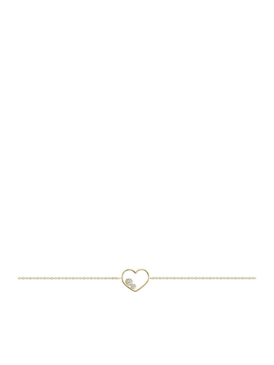 Ekan Damen Armband mit Design Herz aus Gold 14K mit Diamant
