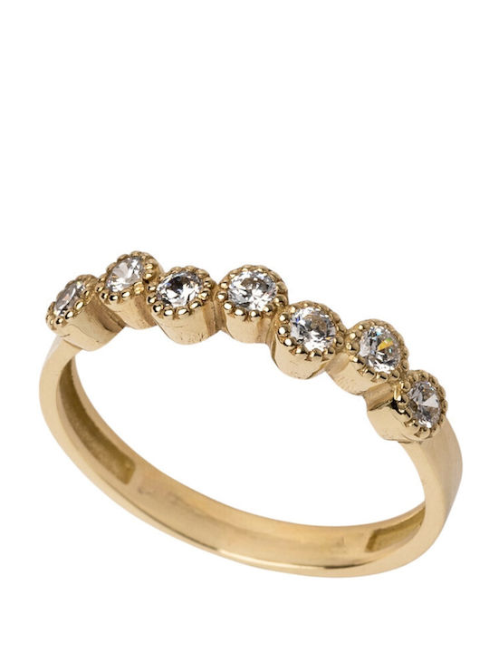 Lunaorocreations Women's Half Eternity Bands Zircon Yellow Gold Ring