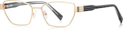 Techsuit Anti-blue Light Glasses Reflex Pc 3162 Women Rectangle Metal Frame Ac Lens Gold