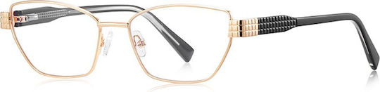Techsuit Anti-Blue Light Glasses Reflex PC 3162 Women Rectangle Metal Frame AC Lens Gold