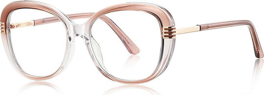 Techsuit Anti-Blue Light Glasses Reflex PC 2265 Women Butterfly TR90 & Metal Frame AC Lens Transparent Brown