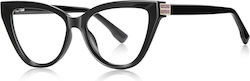 Techsuit Anti-blue Light Glasses Reflex Pc 2279 Women Cat Eye Tr90&metal Frame Ac Lens Black