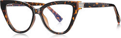 Techsuit Anti-blue Light Glasses Reflex Pc 2279 Women Cat Eye Tr90&metal Frame Ac Lens Leopard