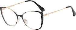 Techsuit Anti-blue Light Glasses Reflex Pc 8808 Women Oversized Metal Frame Ac Lens Black