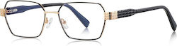 Techsuit Anti-blue Light Glasses Reflex Pc 3161 Women Rectangle Metal Frame Ac Lens Gold Black Techsuit Anti-blue Light Glasses Reflex Pc 3161 Women Rectangle Metal Frame Ac Lens Gold Black