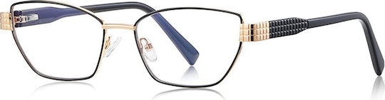 Techsuit Ochelari De Protecție Împotriva Luminii Albastre Reflex Pc 3162 Femei Dreptunghi Cadru Metalic Lentile Ac Negre