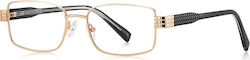 Techsuit Anti-blue Light Glasses Reflex Pc 3163 Women Rectangle Metal Frame Ac Lens Gold Black