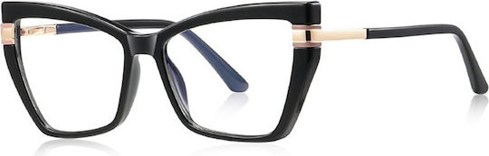 Techsuit Anti-Blue Light Glasses Reflex PC 2269 Women Oversized TR90 & Metal Frame AC Lens Black