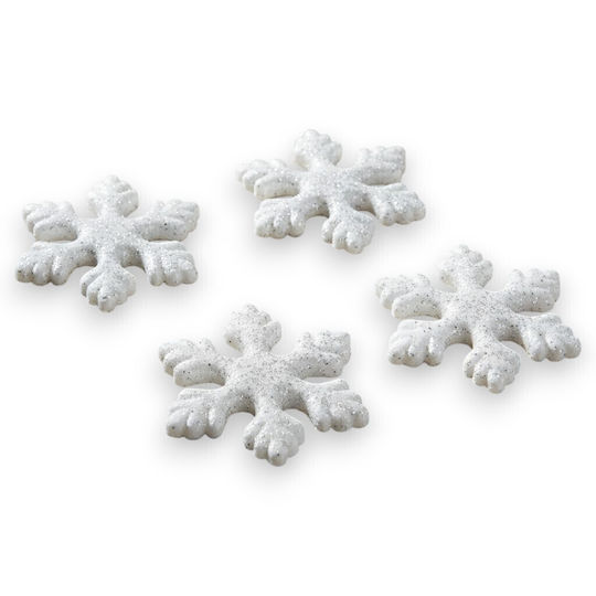 Set 4 Weihnachtsaufkleber Schneeflocken Glitzer Dekoration
