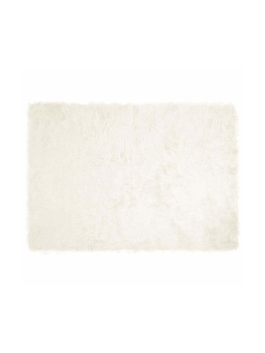 vidaXL Rug Fireplace Rectangular Leather White