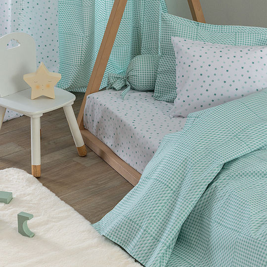 Palamaiki Baby Sheet Crib Cotton Fitted Turquoise 70x140cm