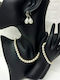 Velve Set mit Halskette , Ohrringe & Armband aus Stahl mit Perlen