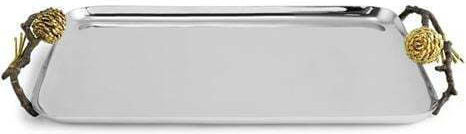 Michael Aram Stainless Steel Rectangular Serving Tray with Handles in Green Color 38x20x5cm 110243 1pcs